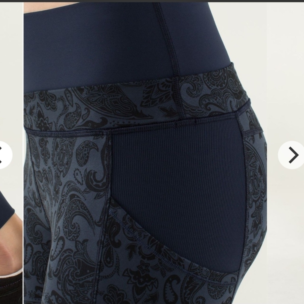 Lululemon En Route Crop Jogger Leggings Blue Inkwell Paisley Sz 4 - Picture 2 of 10